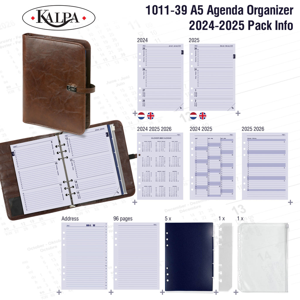 Refillable A5 Agenda Ring Binder with 2024 2025 Pack Info