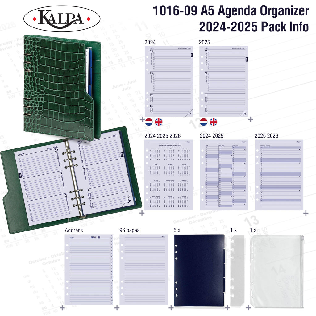 Refillable A5 Planner Organizer Compact with 2024 2025 Pack Info