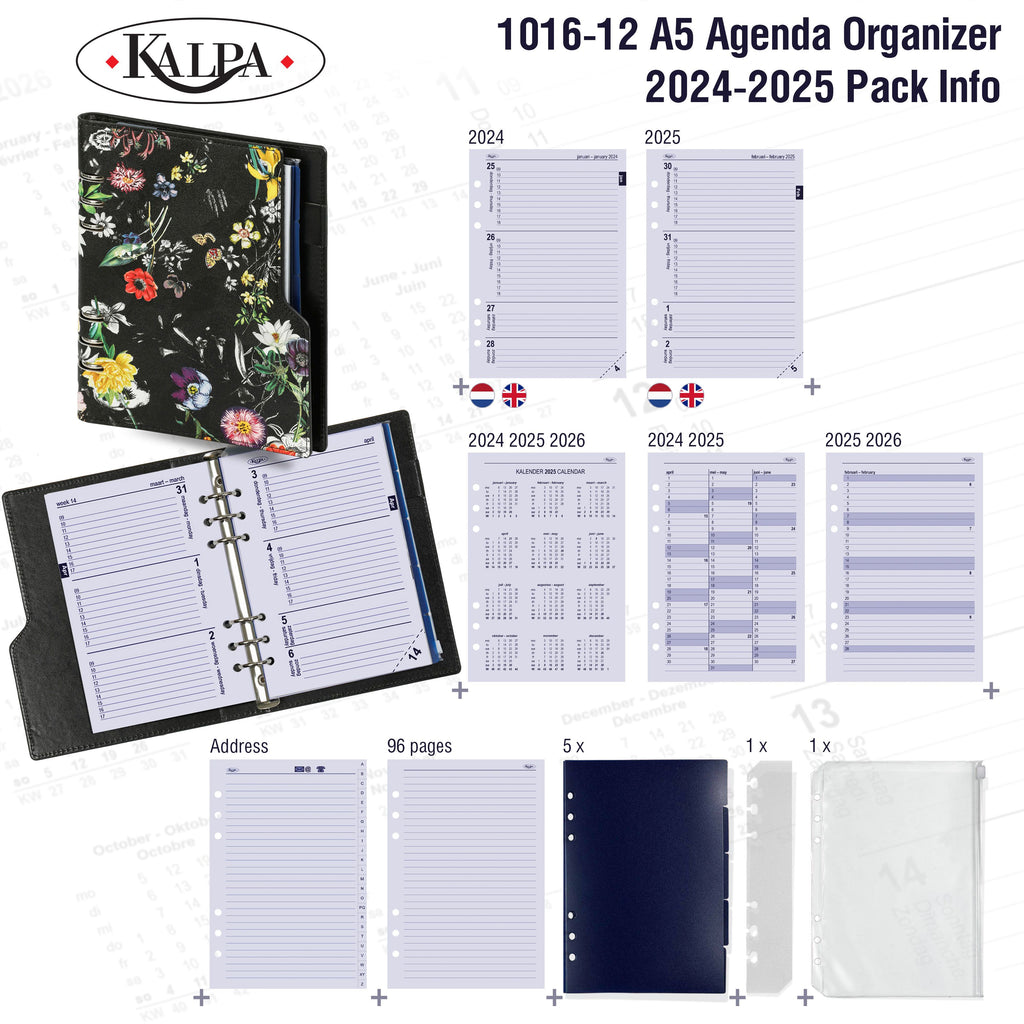 Refillable A5 Ring Binder Organizer with 2024 2025 Pack Info