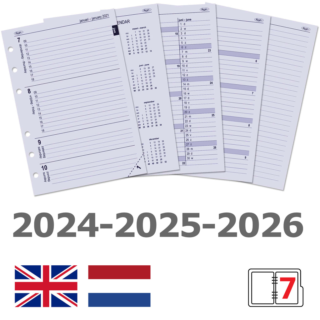 Kalpa A5 Agenda Filler Paper NL EN 2024 2025 2026