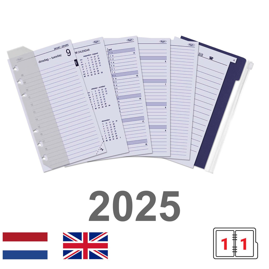 A5 6 Ring Agenda Planner Refills Daily Complete Set NL EN 2025