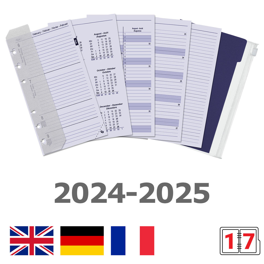 Personal Binder Agenda Inserts Complete Set Weekly EN DE FR IT NL 2024 2025