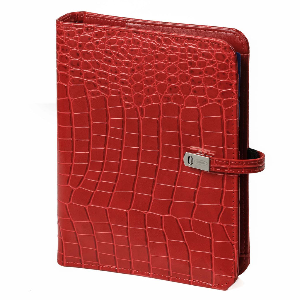 Refillable A5 6 Ring Binder Planner Croco Red