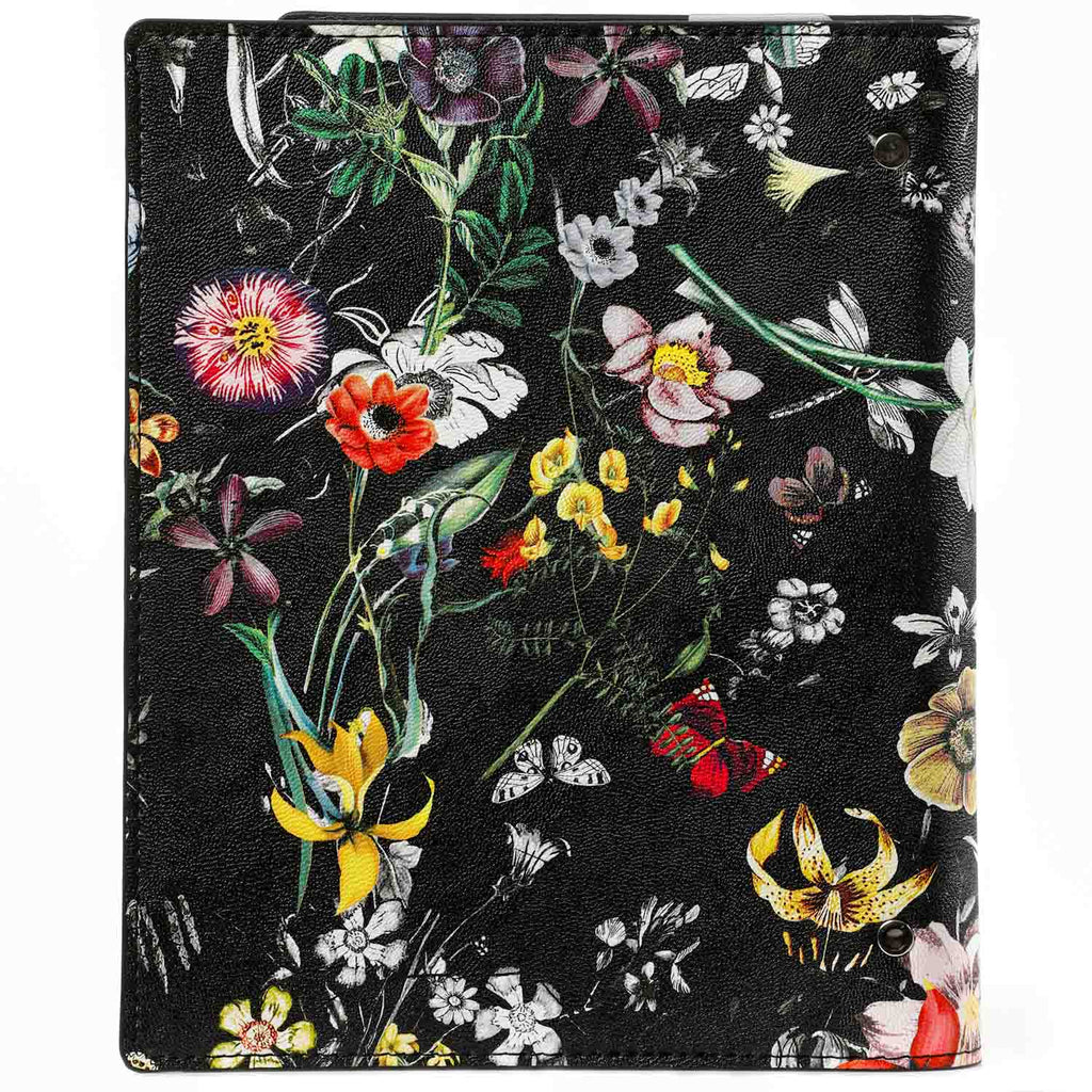 A5 Ring Binder Organizer Sea of Flowers Black Refillable