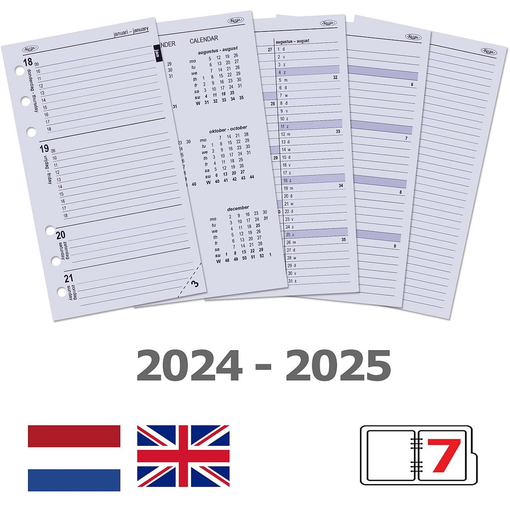 Personal 6 Ring Agenda Binder Refills Weekly NL EN 2024 25
