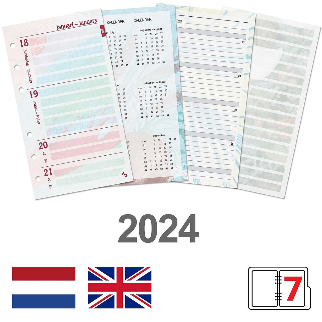Personal 6 Ring Agenda Planner Inserts Weekly NL EN 2024