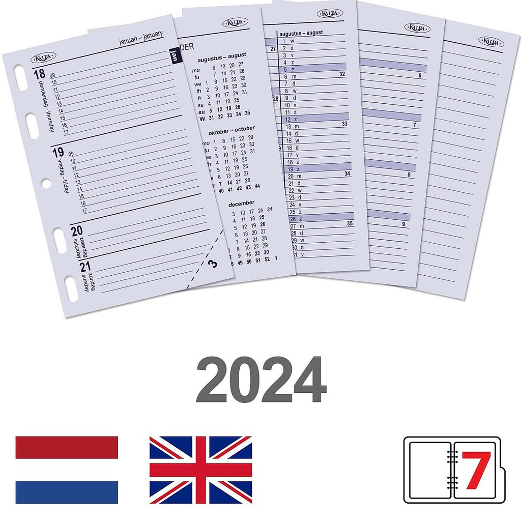 Mini Organizer Agenda Inleg 1 Week per 2 Paginas NL EN 2024