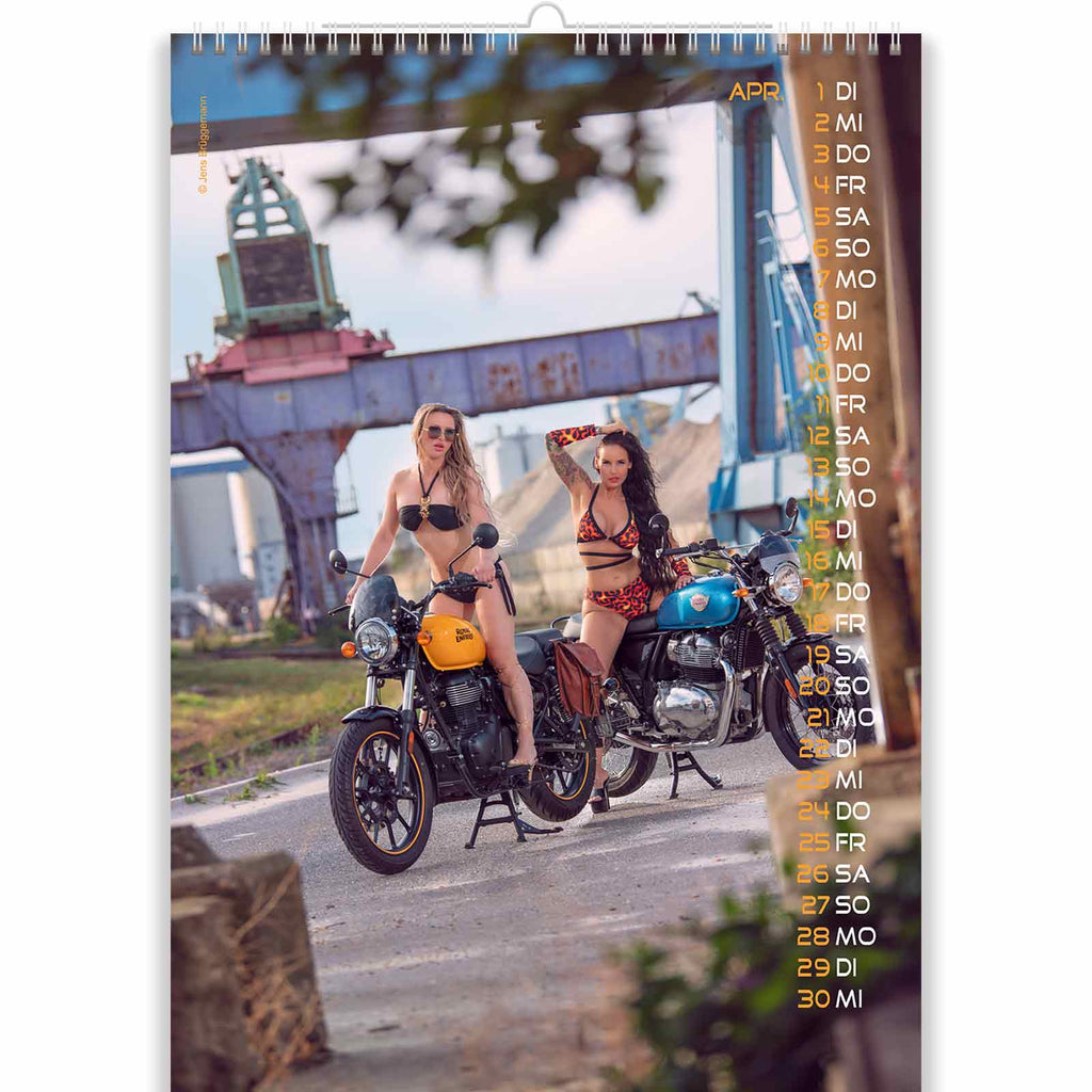 Two Horny Bitches Sit on Their Motorcycles in Nude Bike Calendar
