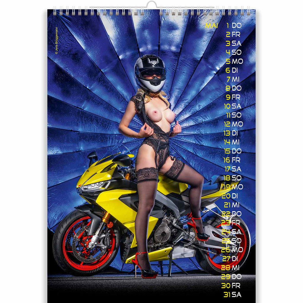 Hot Babe Shows Her Tits in Nude Bike Calendar