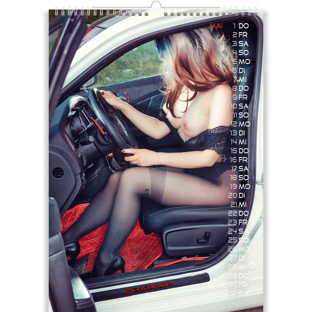 Hot Chich with Sweet Tits in Sexy Car Calendar
