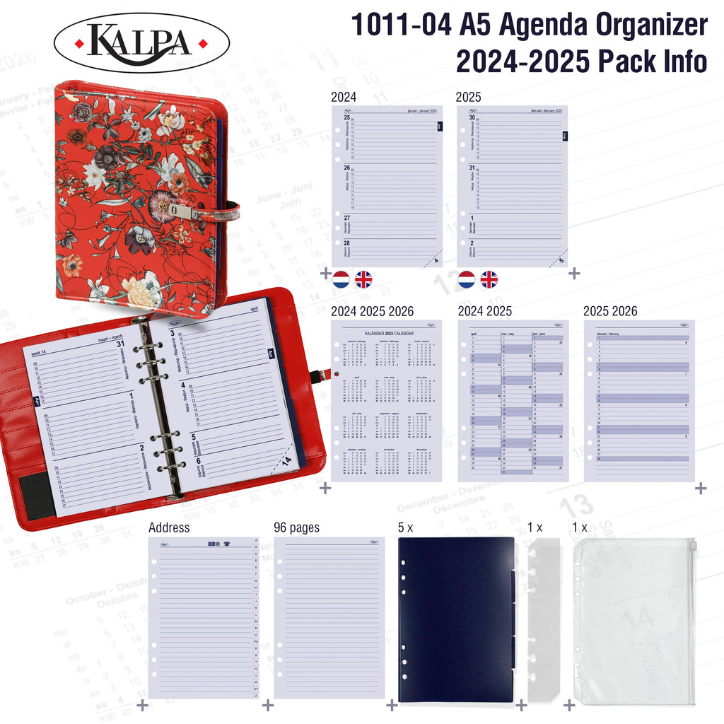 Refillable A5 Agenda Planner with 2024 2025 Pack Info
