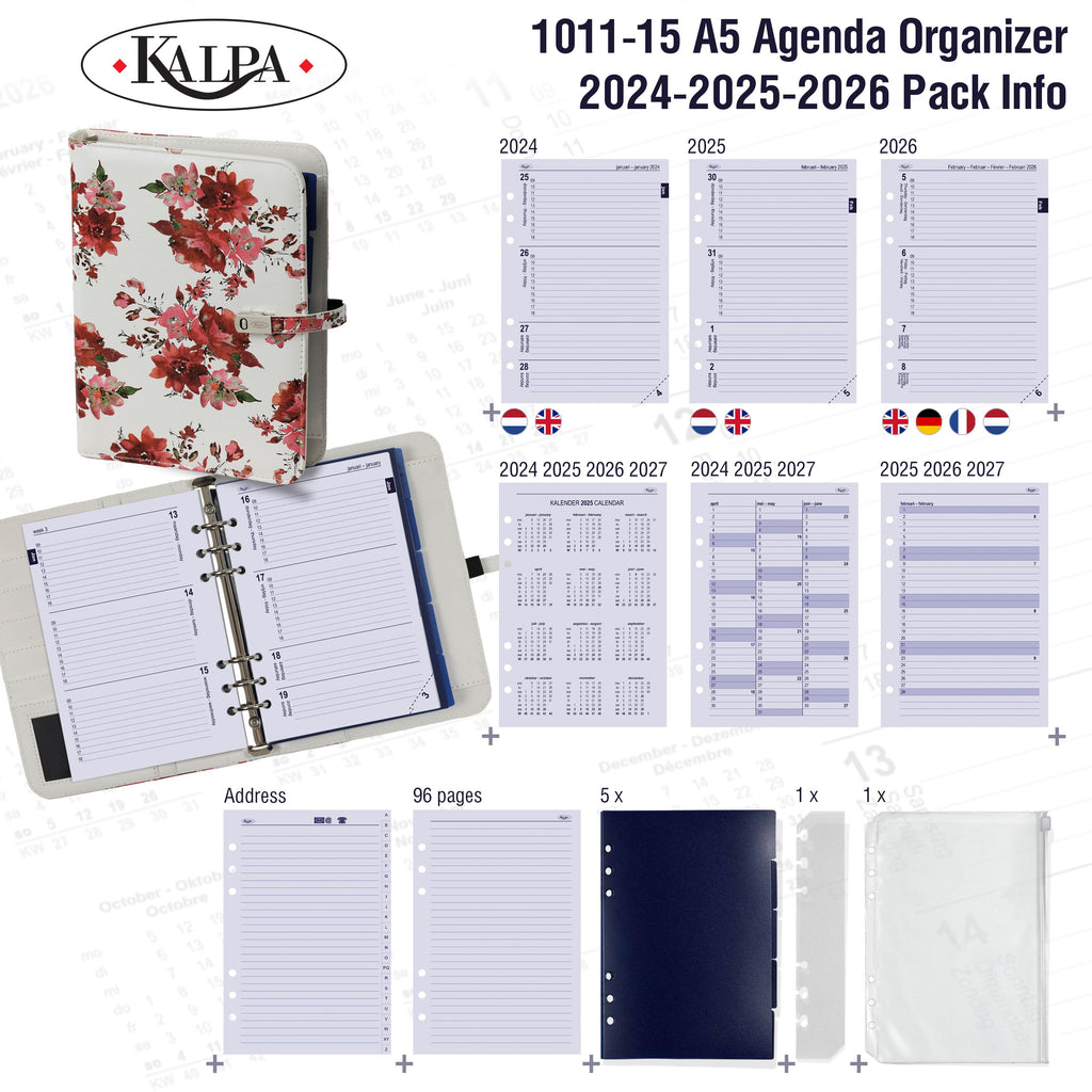  Organizer Ring Binder with 2024 2025 2026 Pack Info