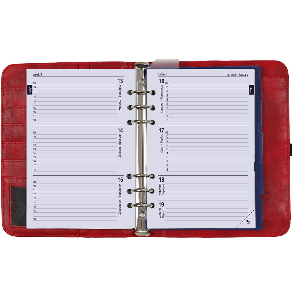 A5 6 Ring Binder Red with Free Weekly Refills