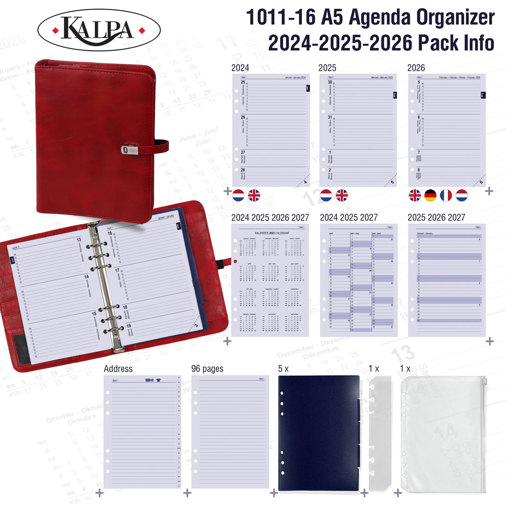 A5 6 Ring Binder with 2024 2025 2026 Pack Info