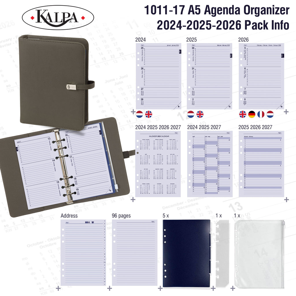 A5 Ring Agenda with 2024 2025 2026 Pack Info