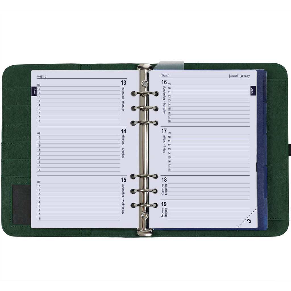 A5 Ring Agenda Organizer Green with Free Weekly Refills