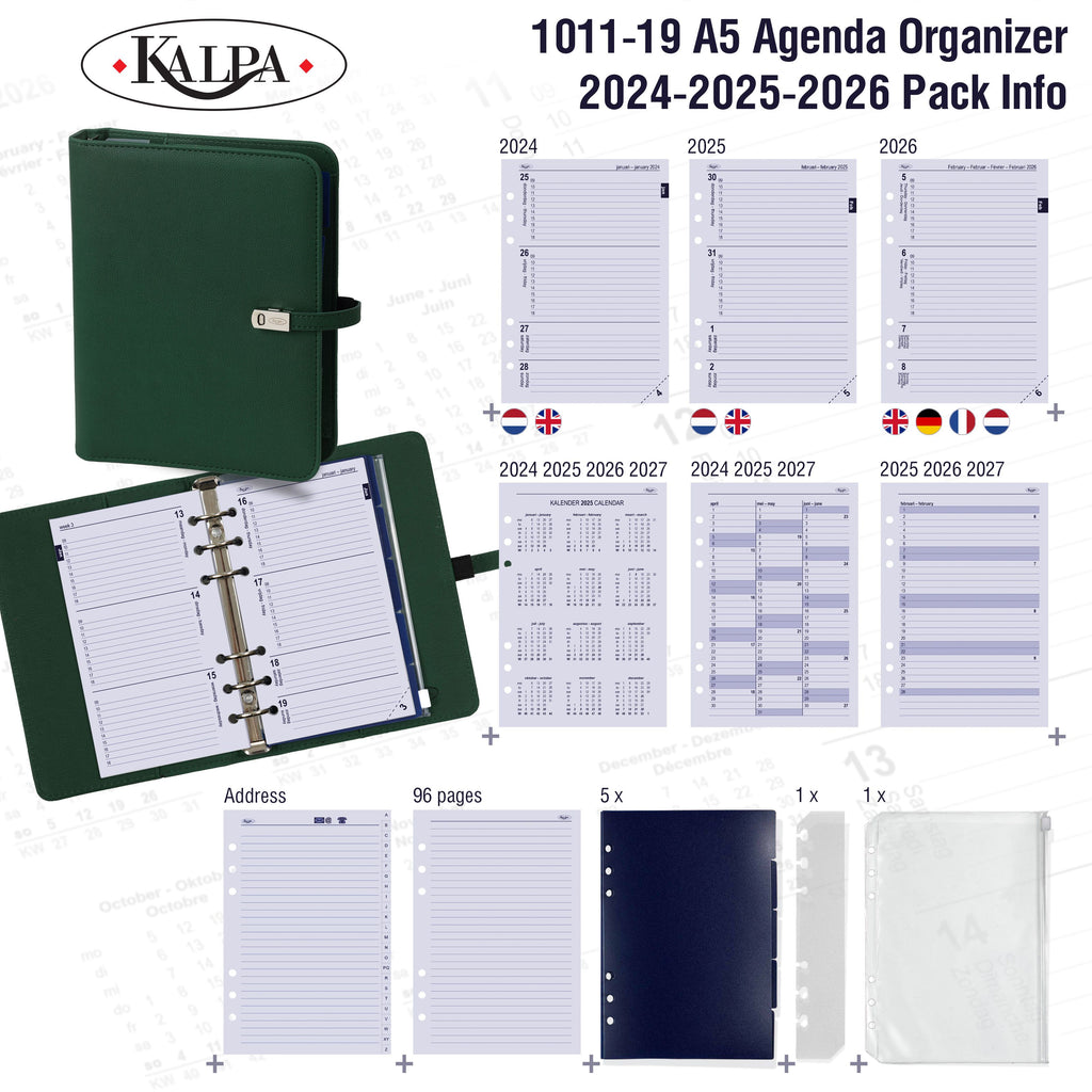 A5 Ring Agenda Organizer with 2024 2025 2026 Pack Info