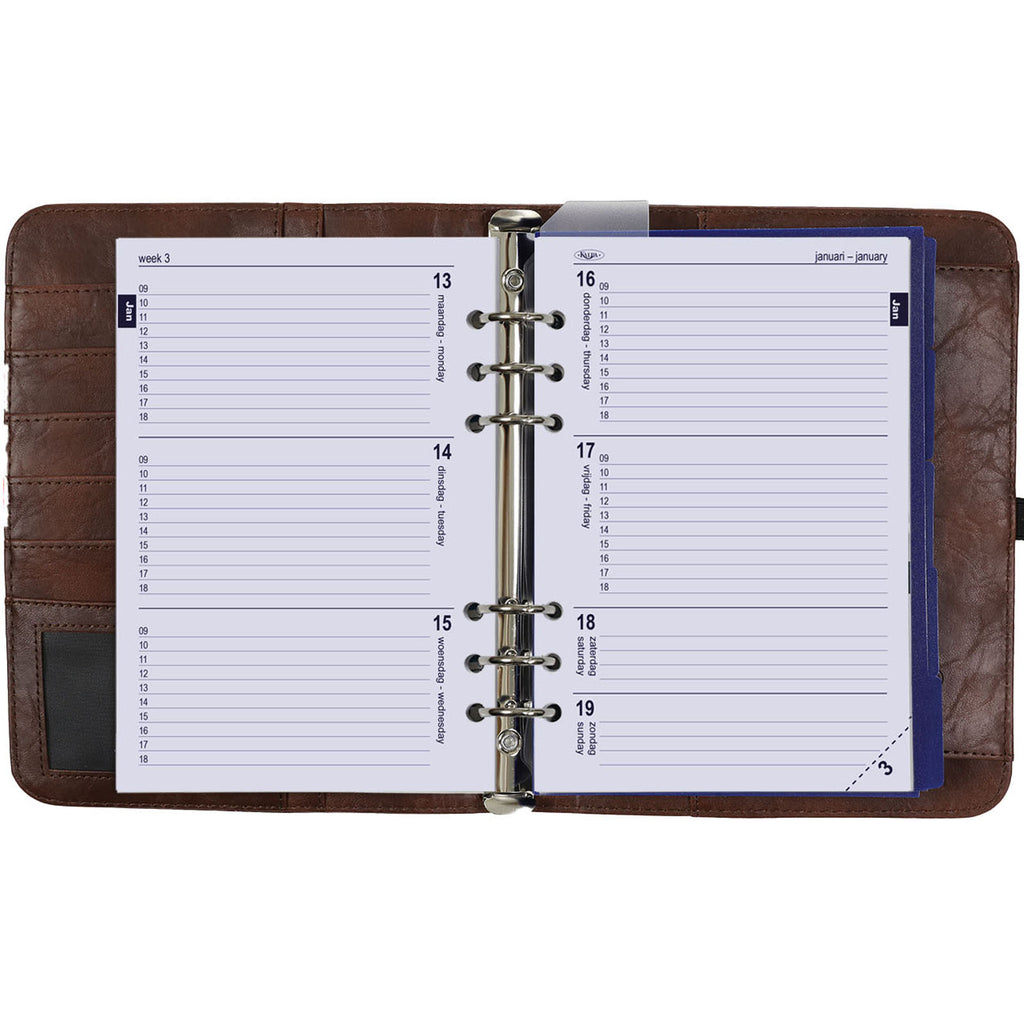 A5 Ring Agenda Planner Hazelnut Brown with Free Weekly Refills