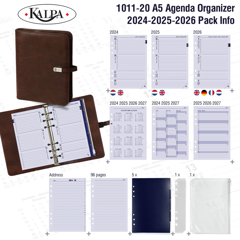 A5 Ring Agenda Planner with 2024 2025 2026 Pack Info