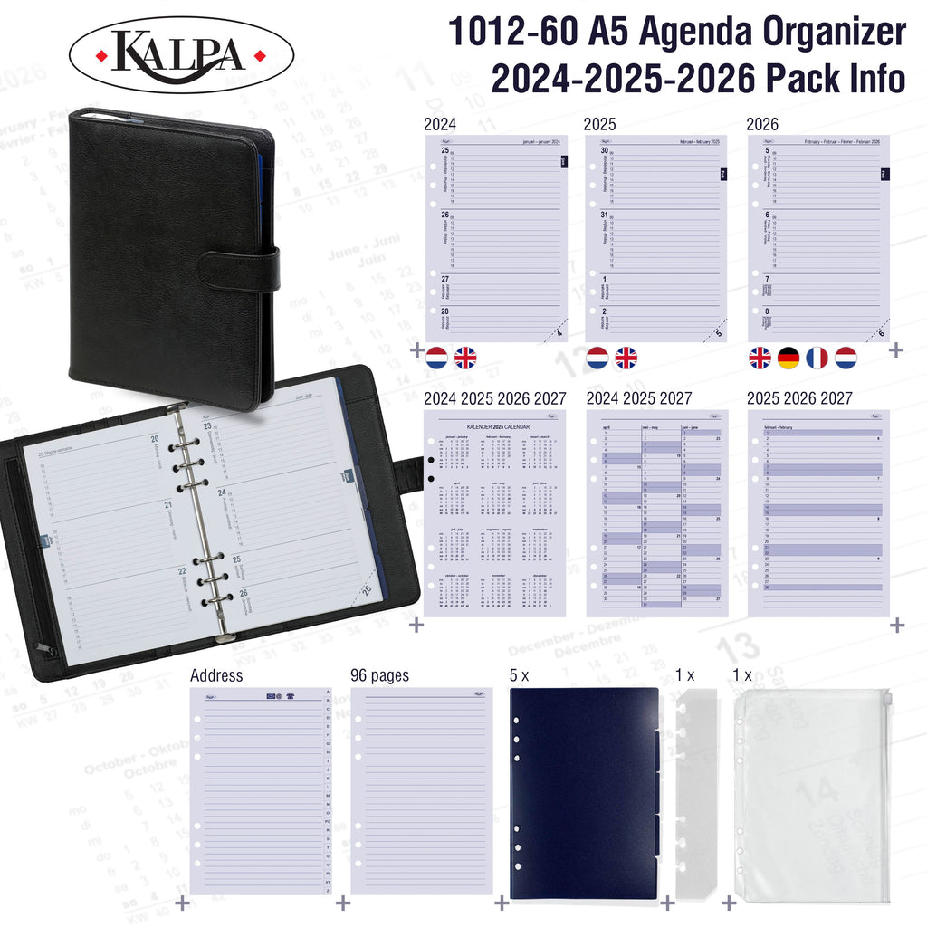 A5 Personal Ring Planner mit 2024 2025 2026 Pack Info