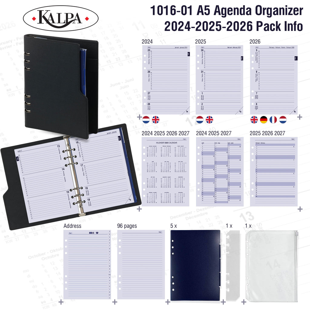 A5 6 Ring Planner with 2024 2025 2026 Pack Info