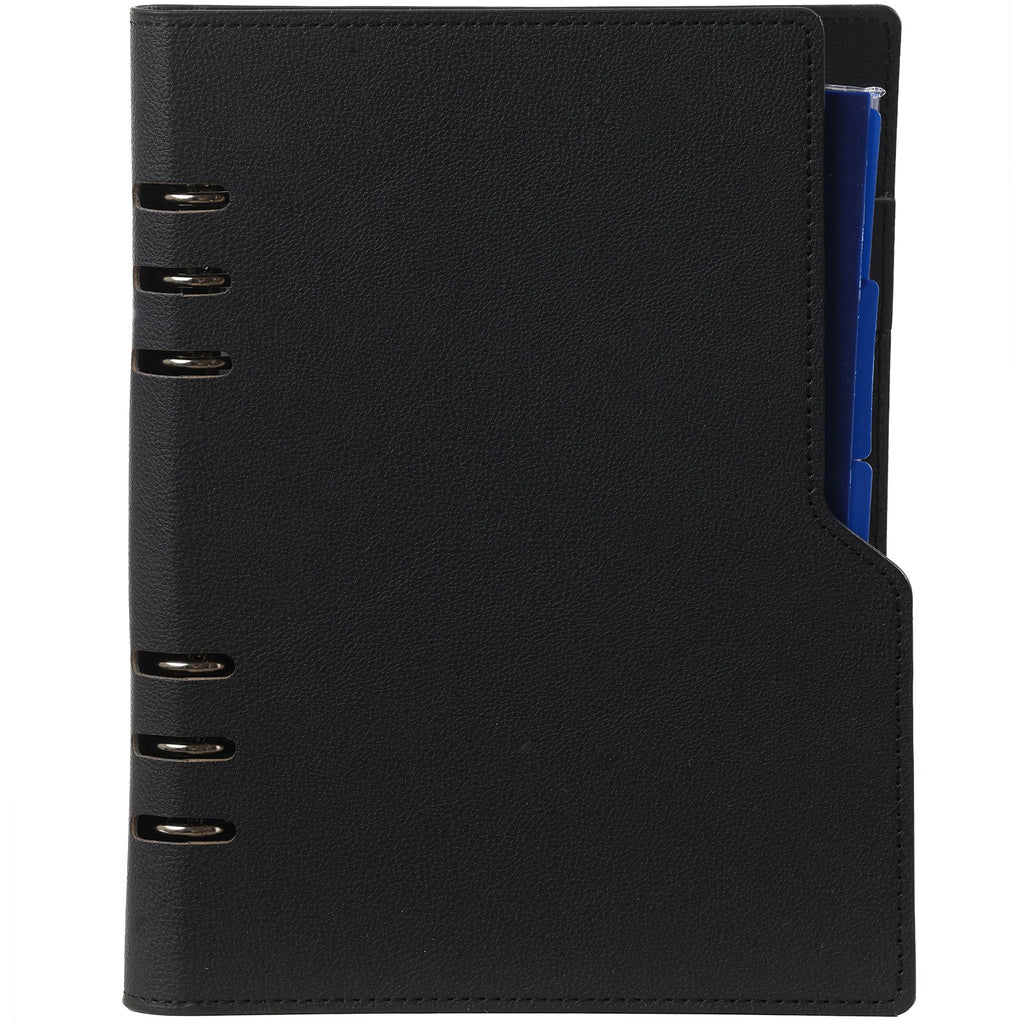 Front View of A5 6 Ring Planner Grain Black