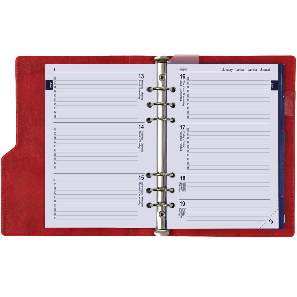 A5 6 Ring Planner Organizer Red Refills Weekly View