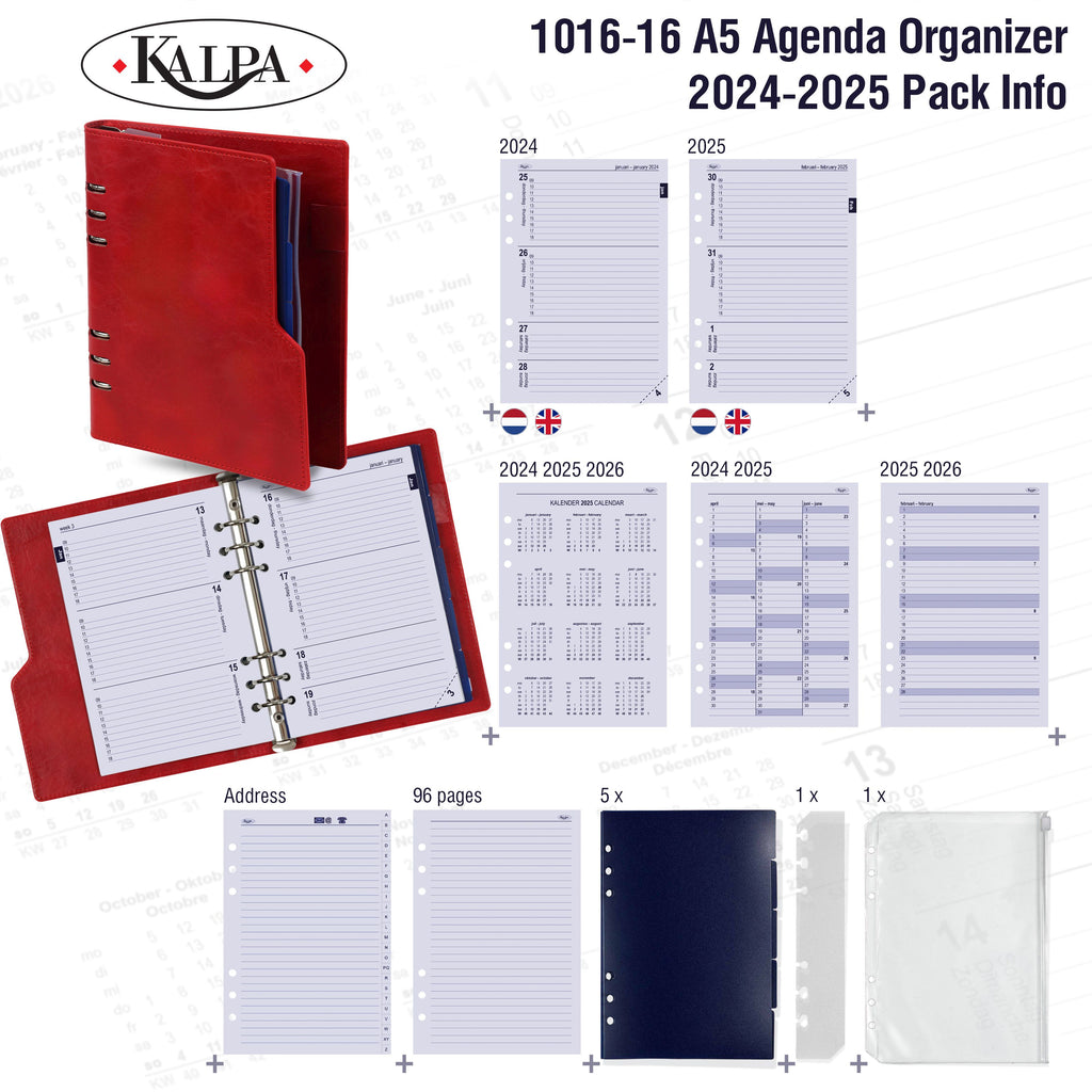 A5 6 Ring Planner Organizer with 2024 2025 Pack Info