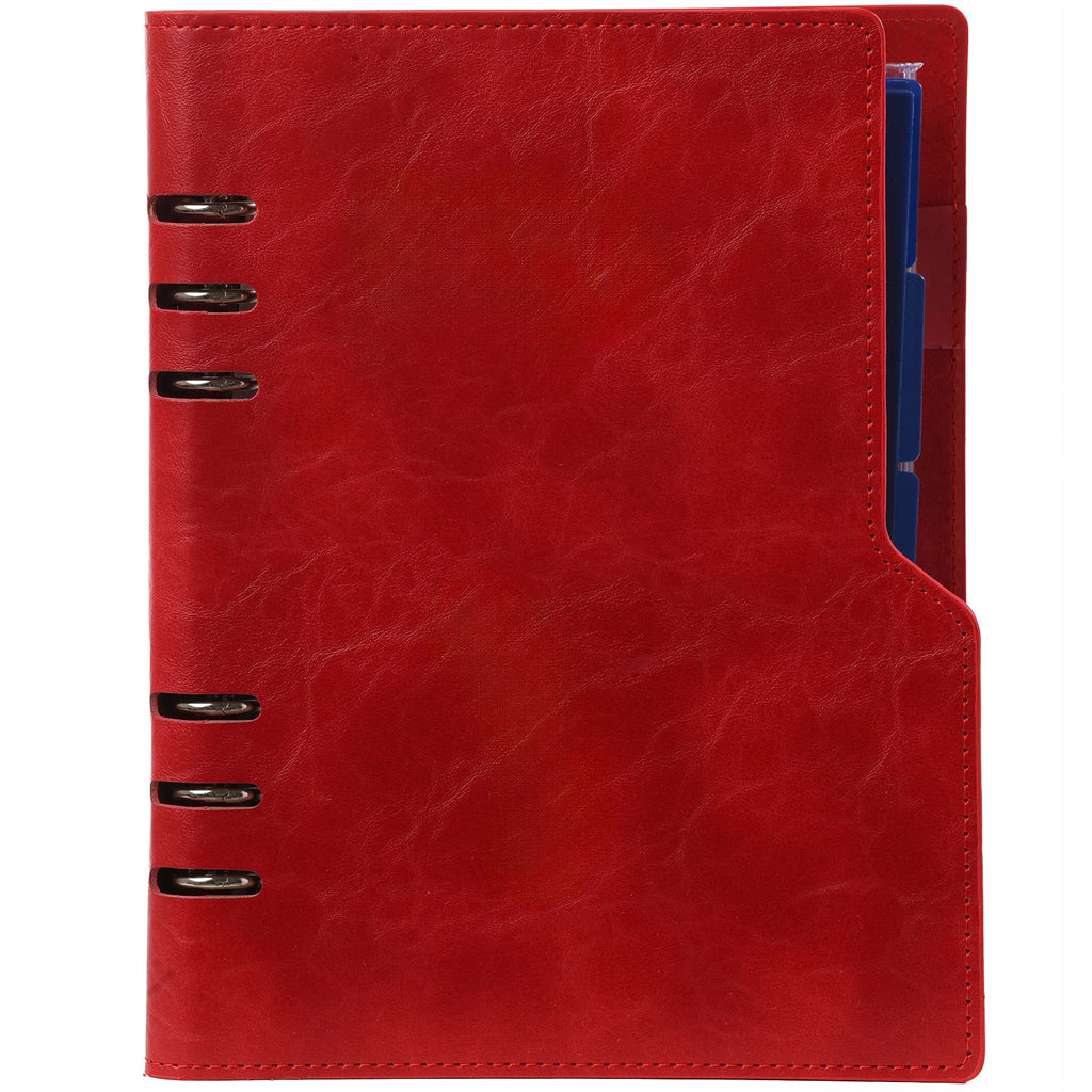 Front View of  A5 6 Ring Planner Organizer Red