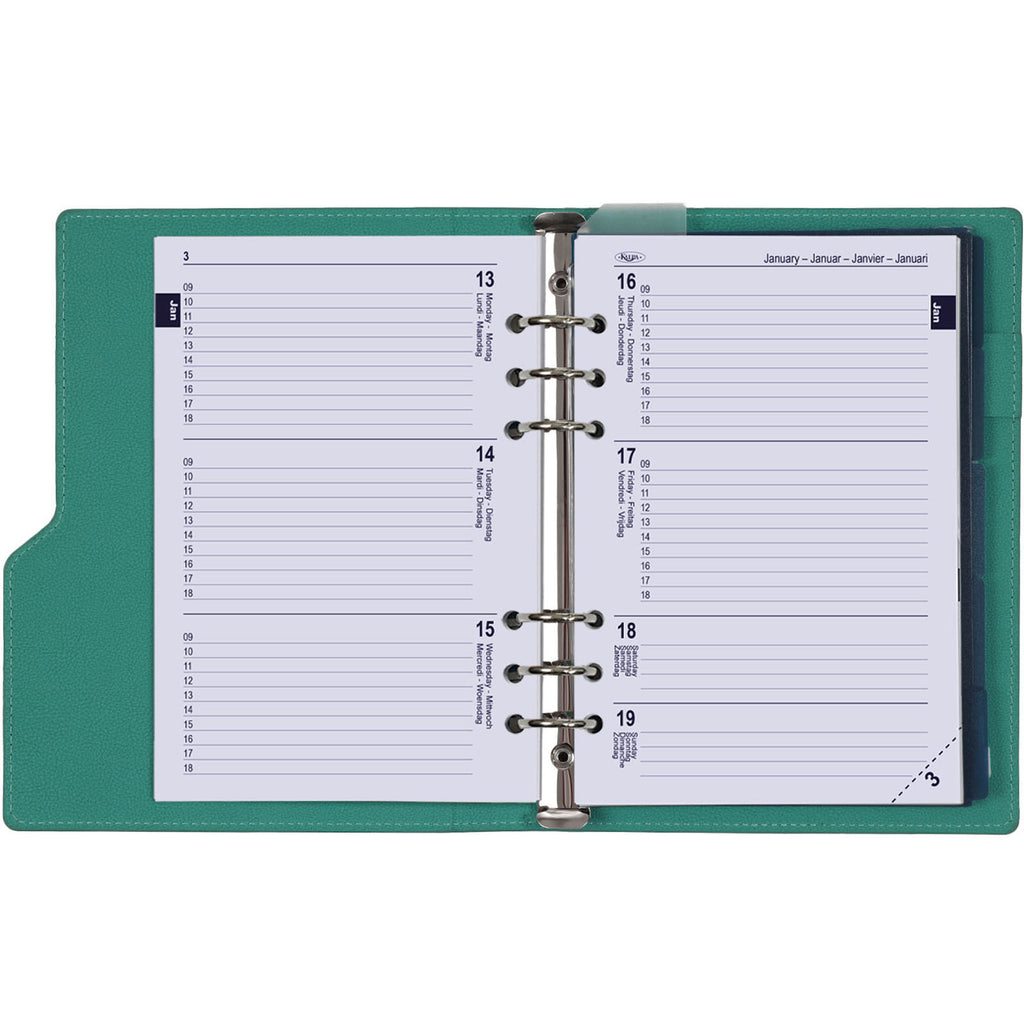 A5 6 Ring Planner Agenda Mint Green Refills Weekly View