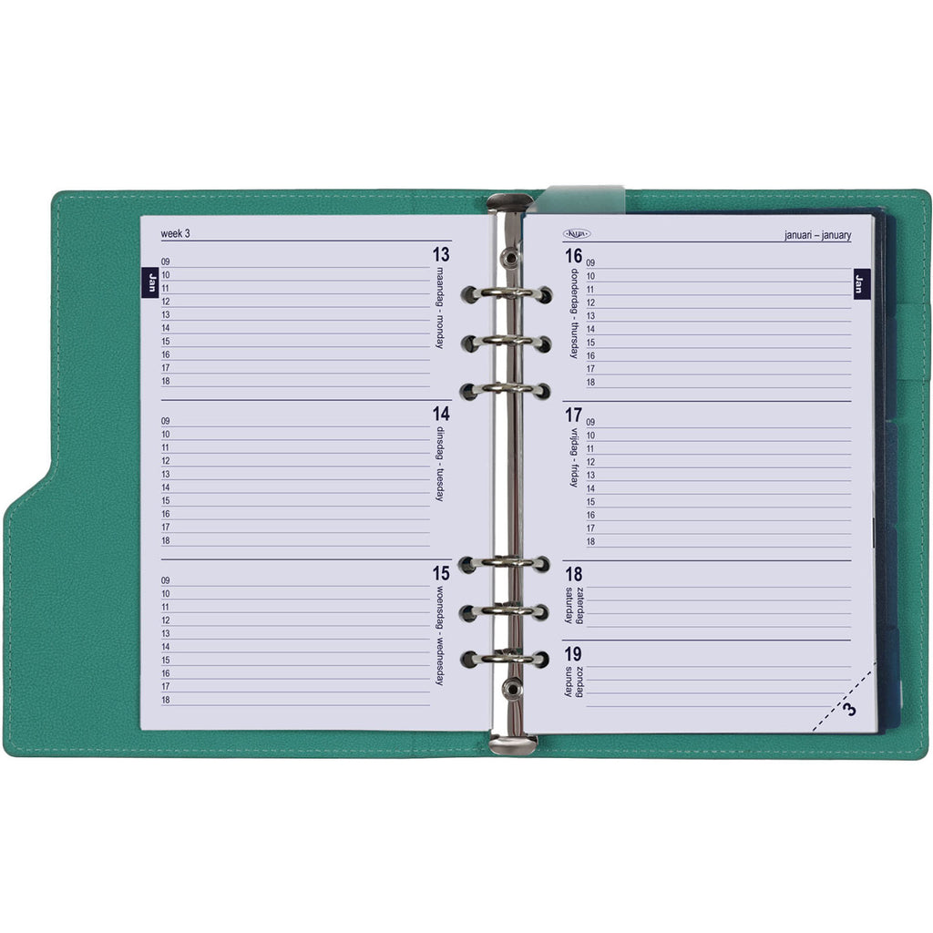 A5 6 Ring Planner Agenda Mint Green with Weekly Refills