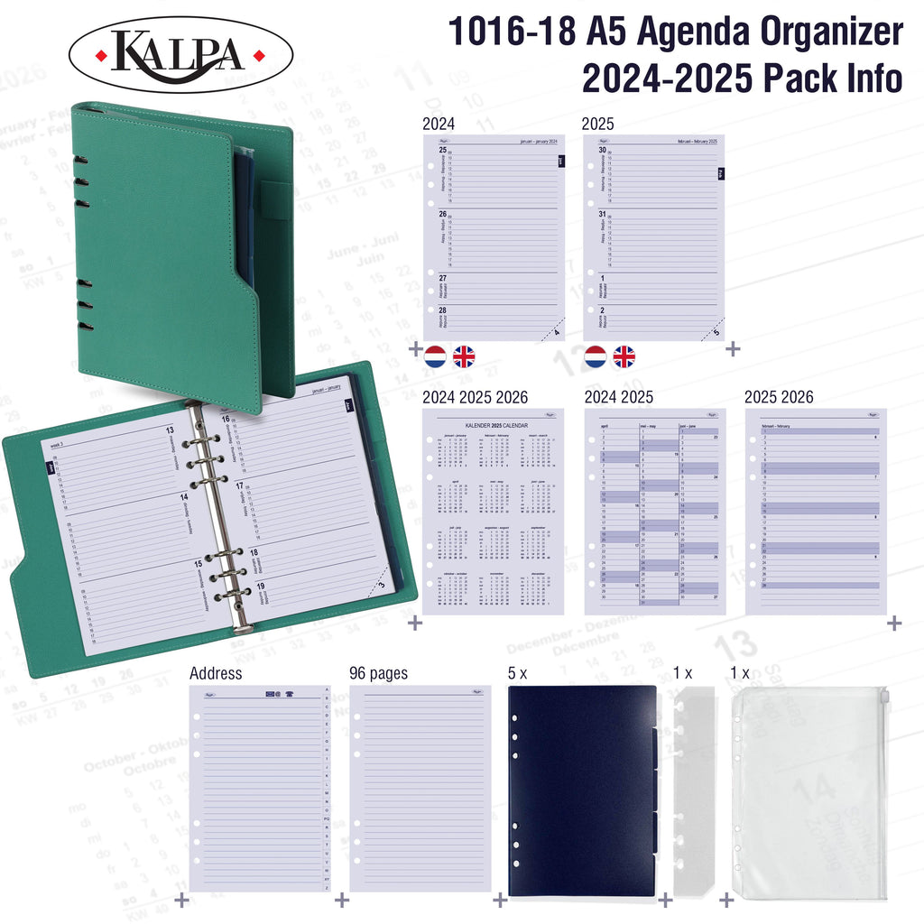A5 6 Ring Planner Agenda with 2024 2025 Pack Info