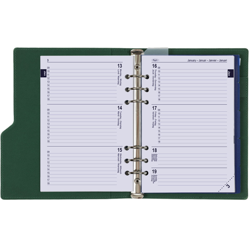 A5 Refillable 6 Ring Planner Green Refills Weekly View