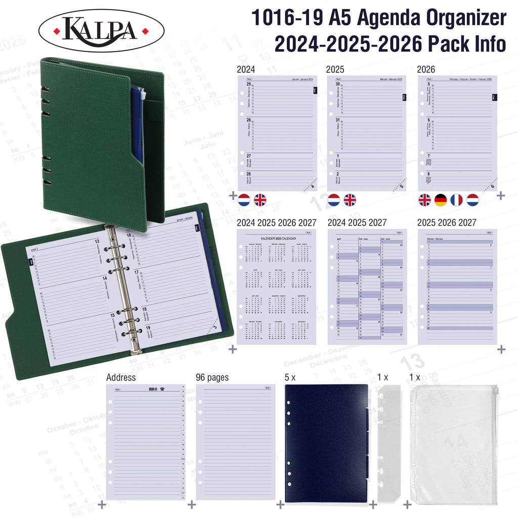 A5 Refillable 6 Ring Planner with 2024 2025 2026 Pack Info