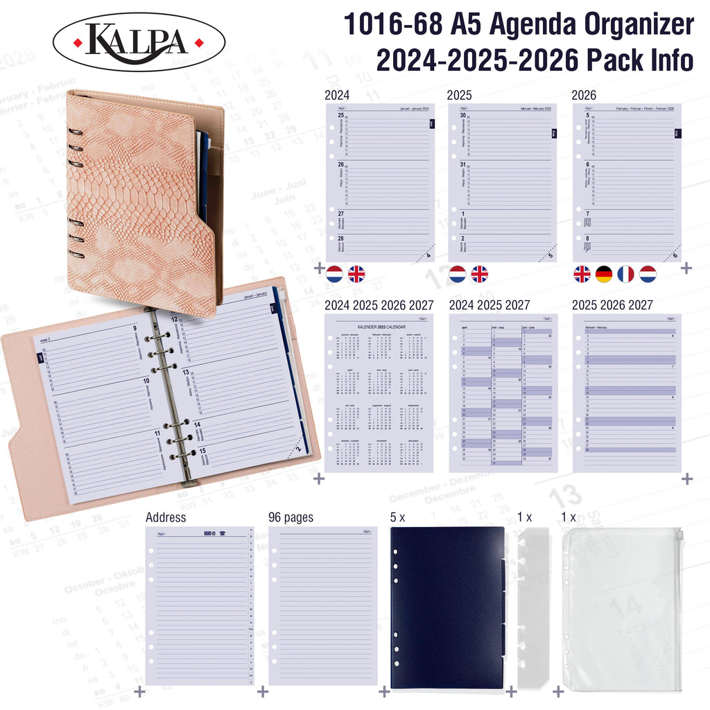 Clipbook A5 Planner Binder with 2024 2025 2026 Pack Info
