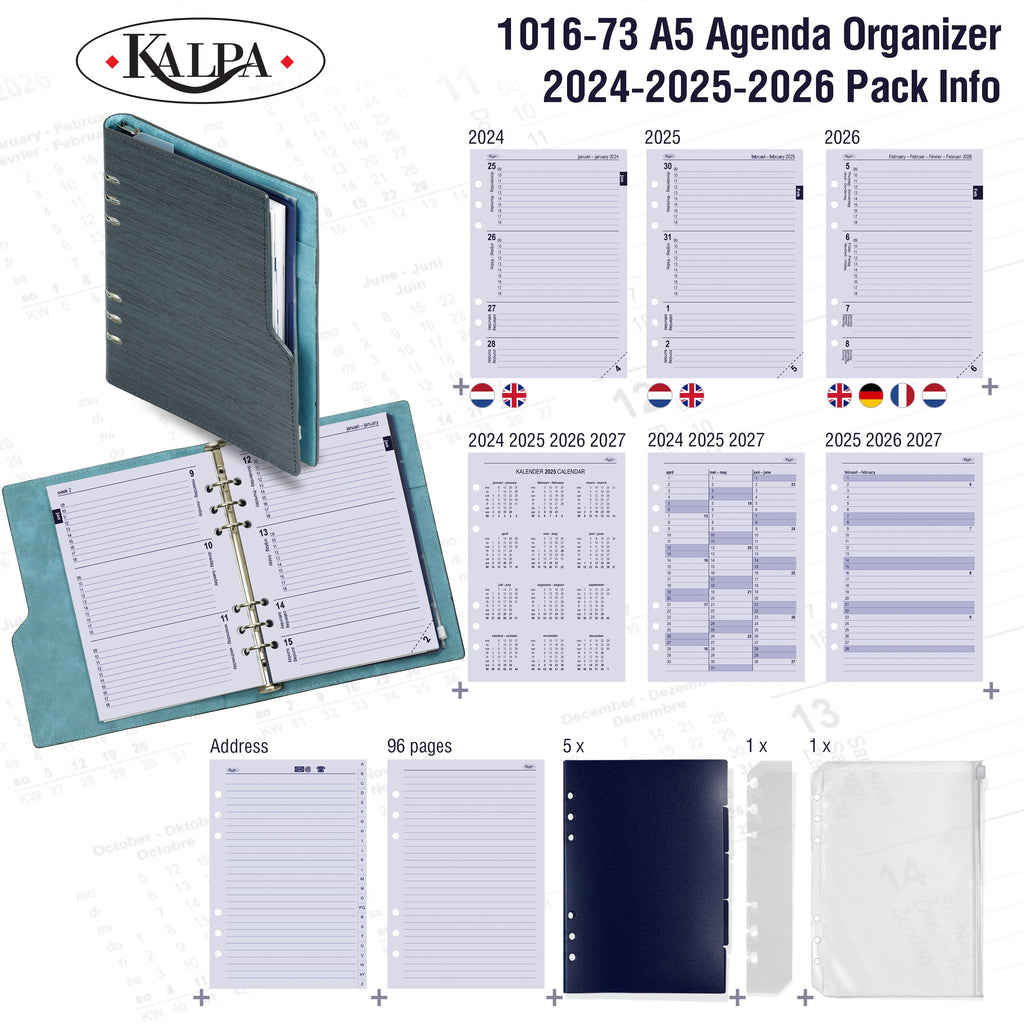 Clipbook A5 Ring Binder with 2024 2025 2026 Pack Info