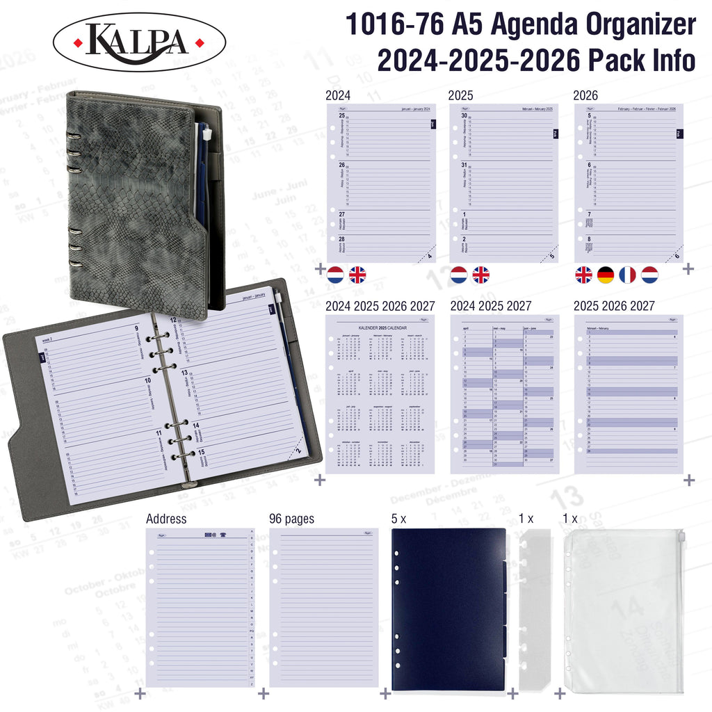 A5 Binder Planner Clipbook with 2024 2025 2026 Pack Info