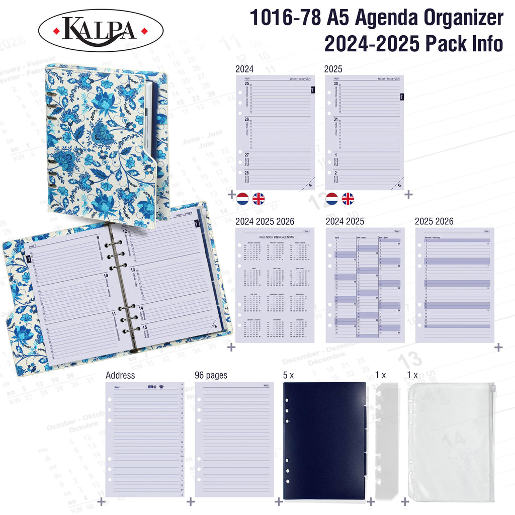 Clipbook A5 Ring Binder Organizer with 2024 2025 Pack Info