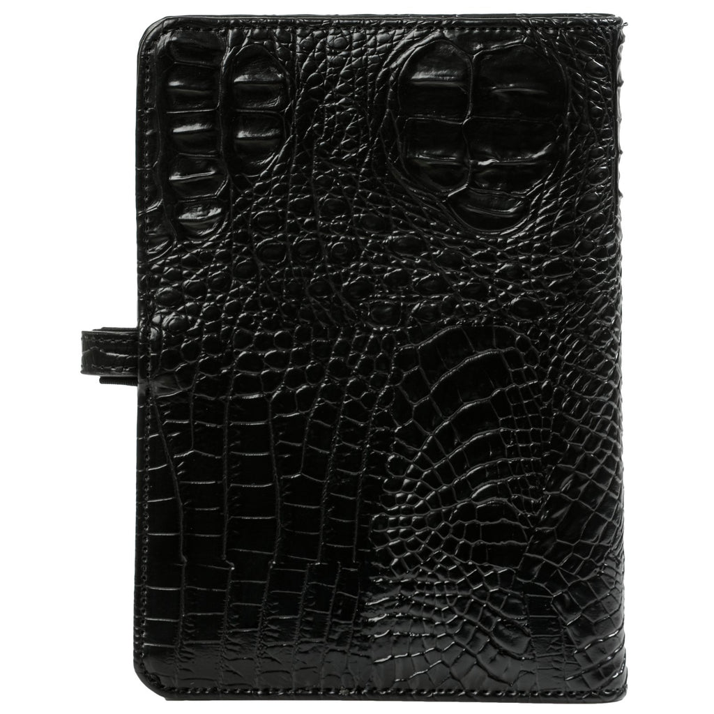 Back View of Refillable Personal Ring Binder Planner Croco Black