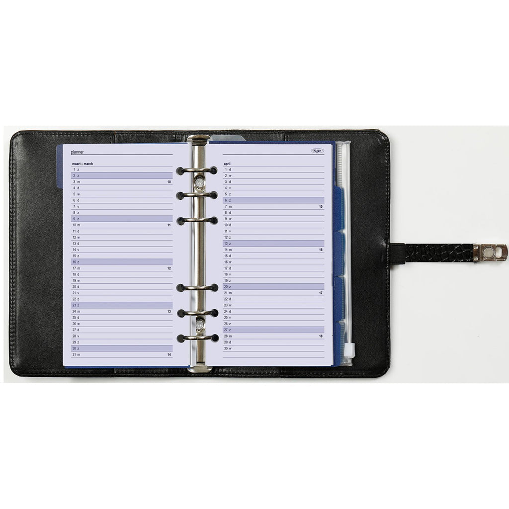Inner View of Refillable Personal Ring Binder Planner Croco Black