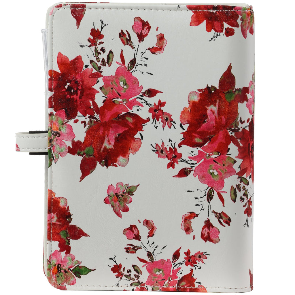Back View of Personal Organizer Ring Binder Red Flowers