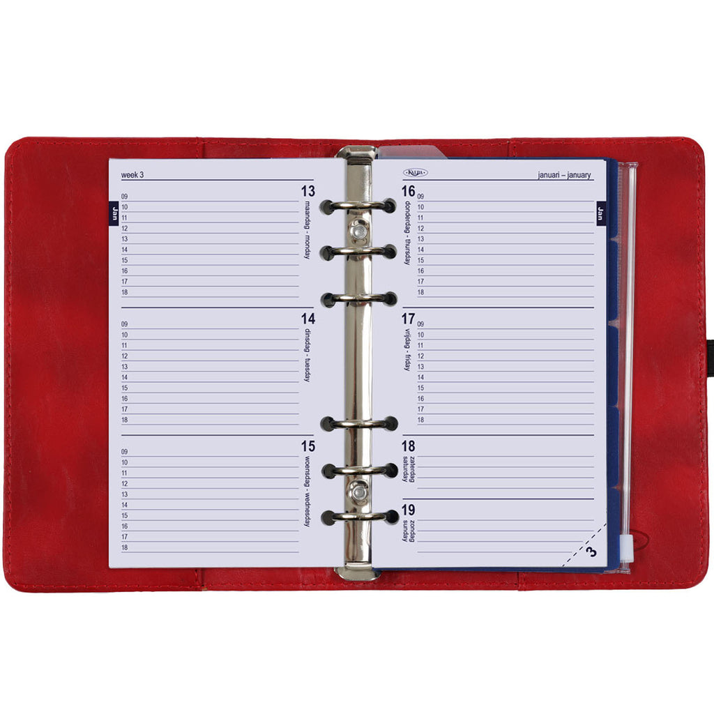 Personal 6 Ring Binder Red Refills Weekly View