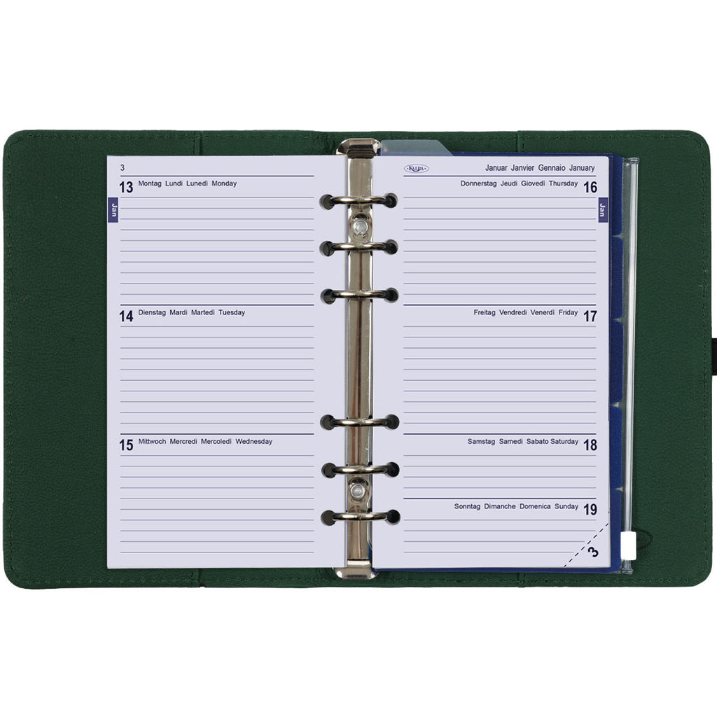 Personal Ring Agenda Planner Forest Green Weekly Refills