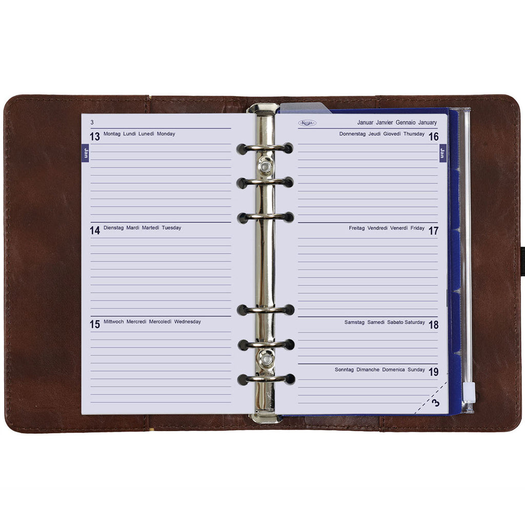 Personal 6 Ring Planner Chestnut Brown Weekly Refills