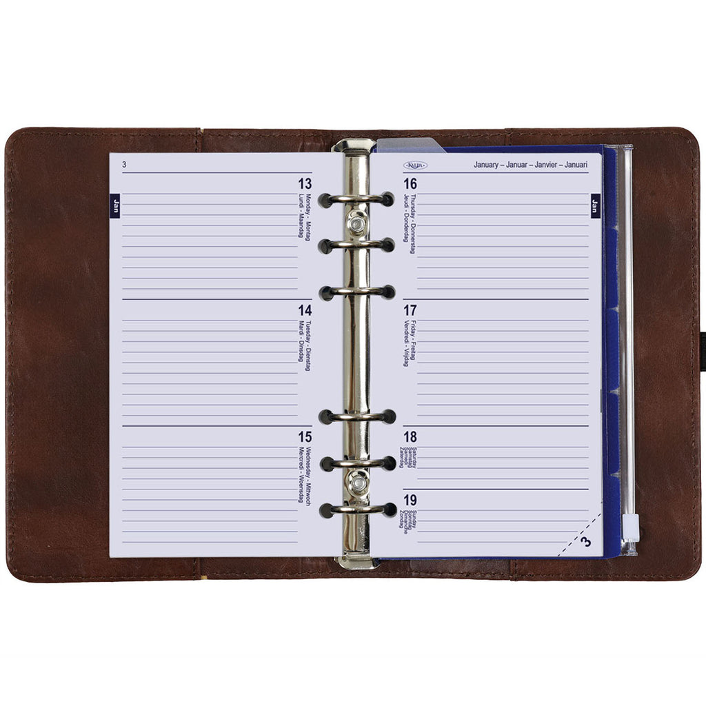 Personal 6 Ring Planner Chestnut Brown Free Weekly Refills