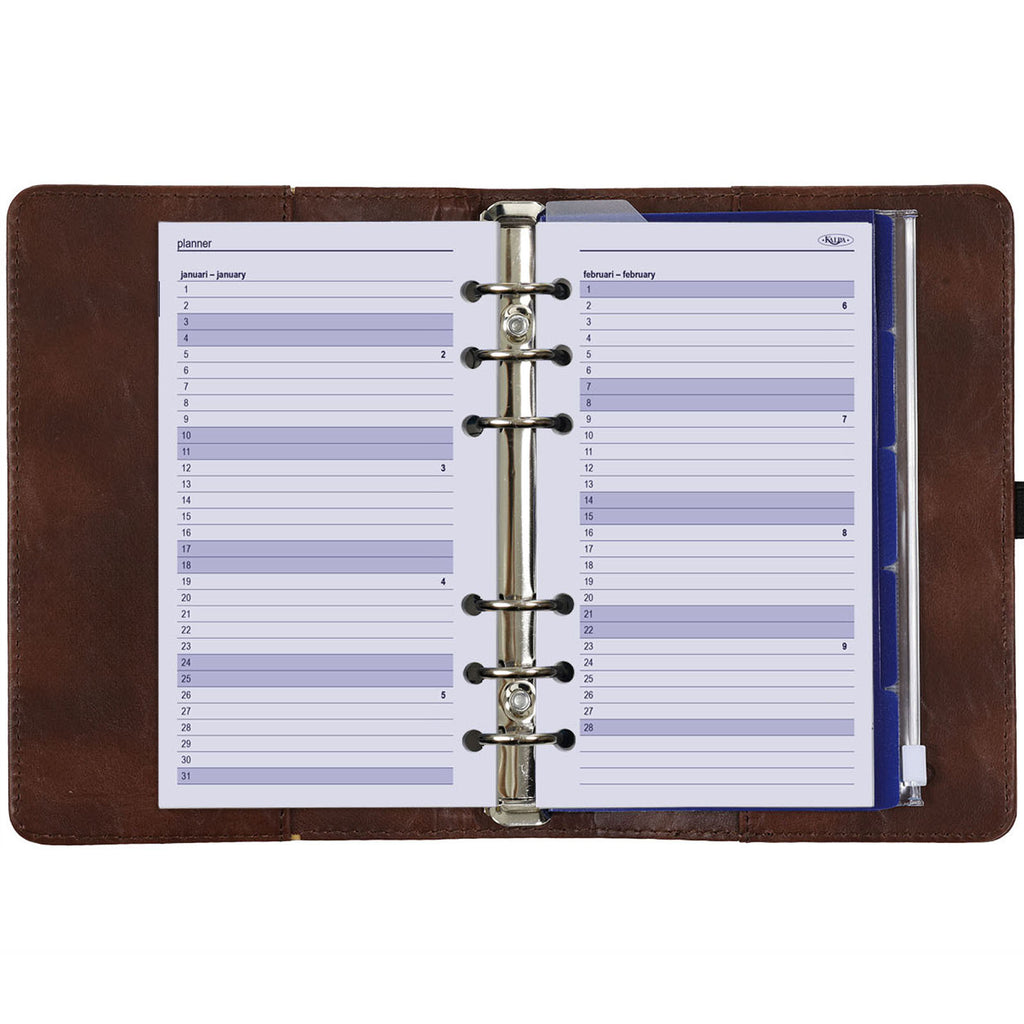 Personal 6 Ring Planner Chestnut Brown One Month Calendar View
