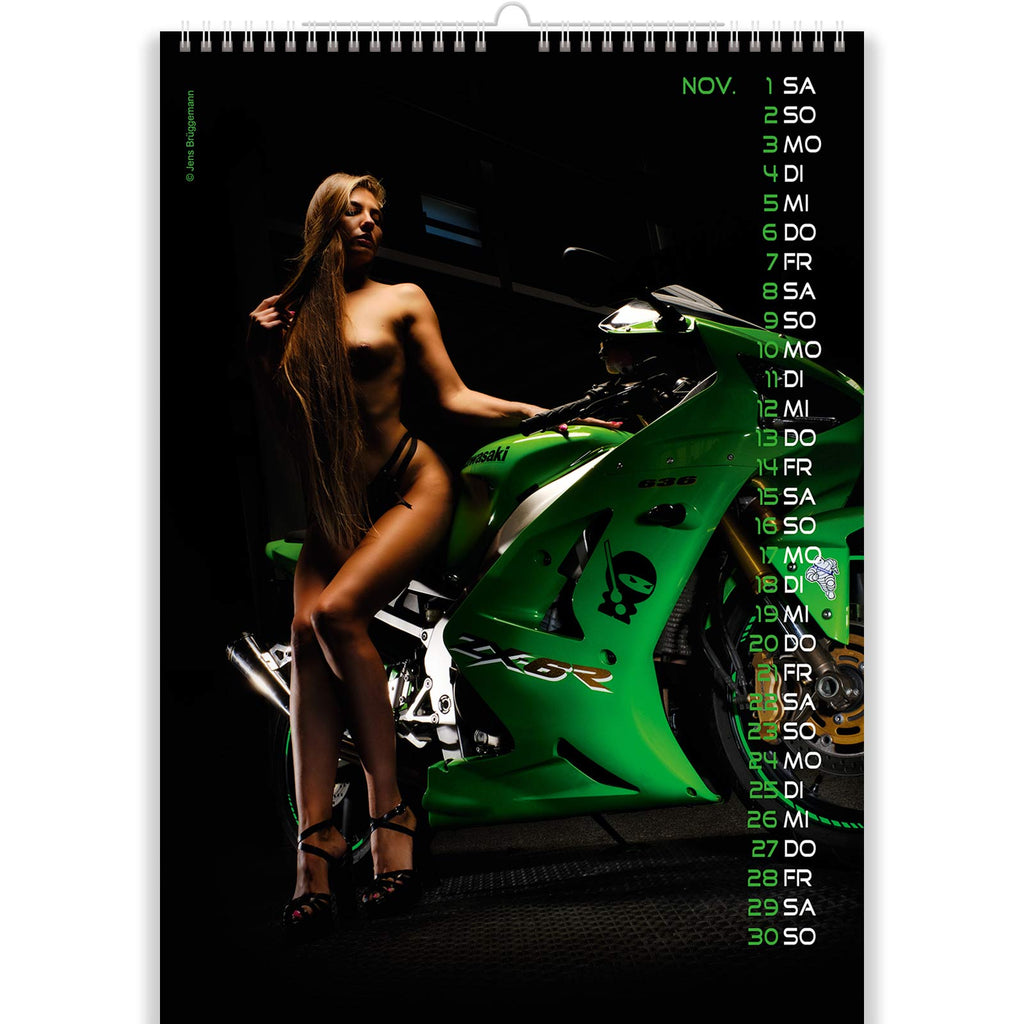 Gorgeous Babe in Nude Motorcycle Calendar
