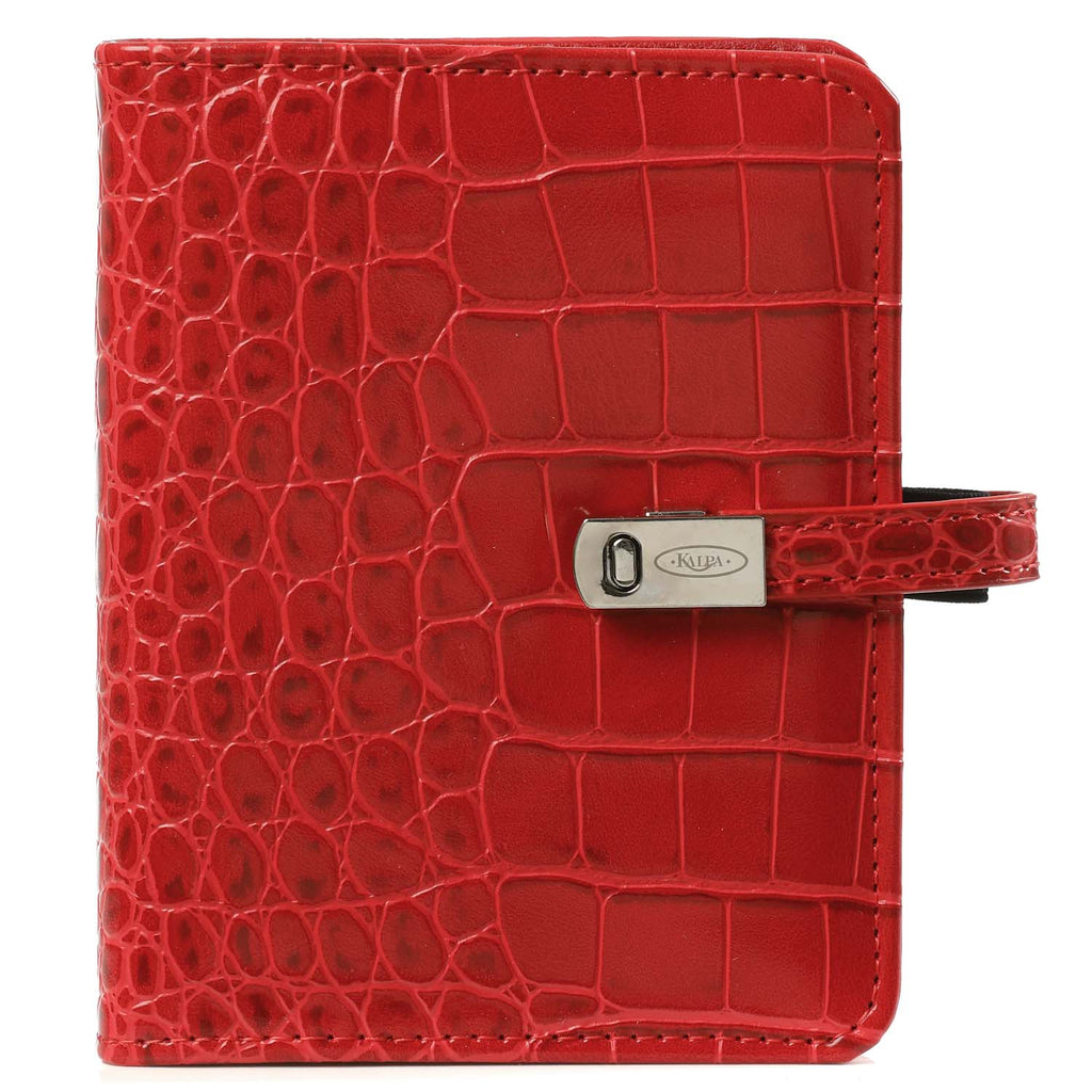 High Quality Refillable Pocket Ring Binder Planner Organizer Croco Red