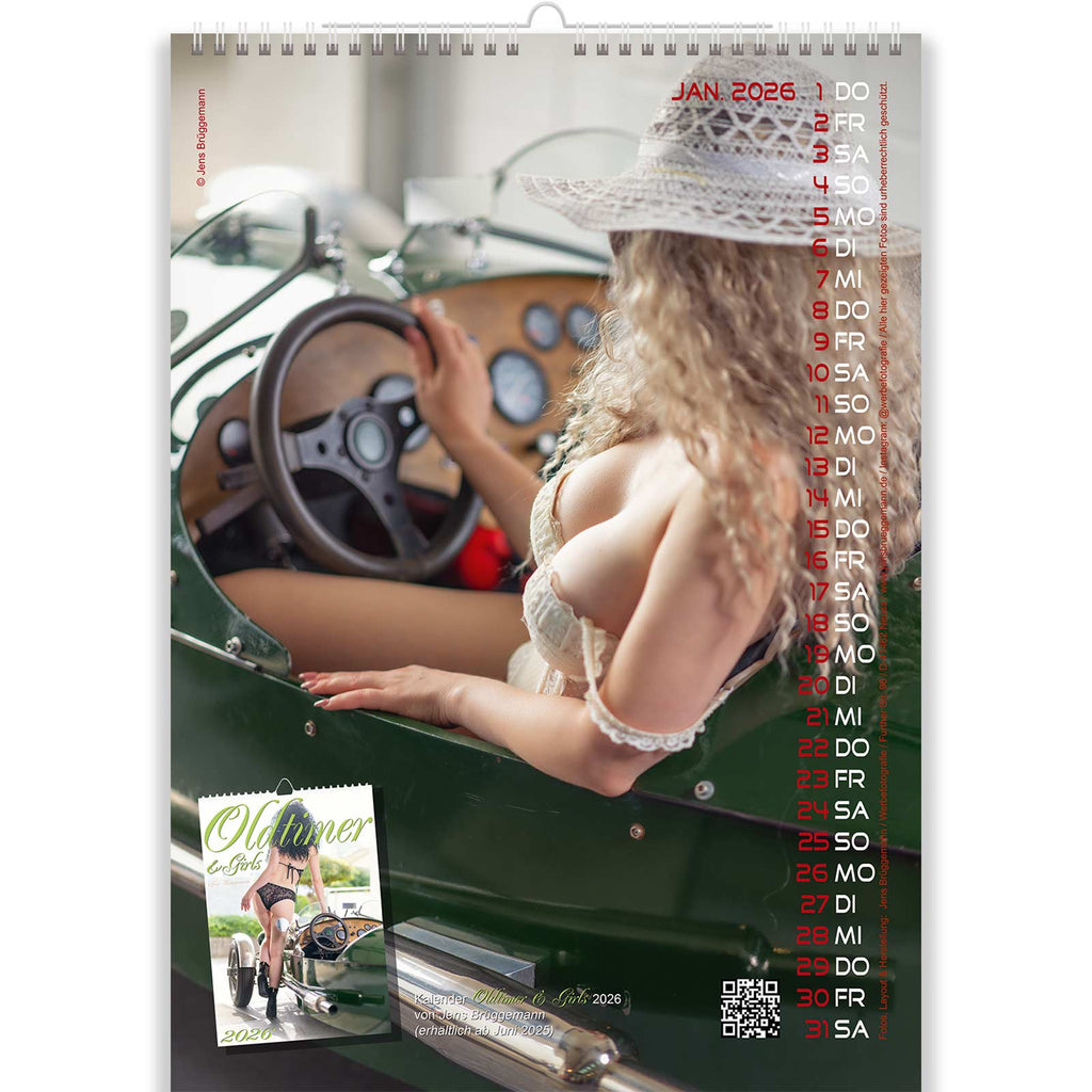 Sexy Vintage Car Calendar Oldtimer and Girls Back Cover