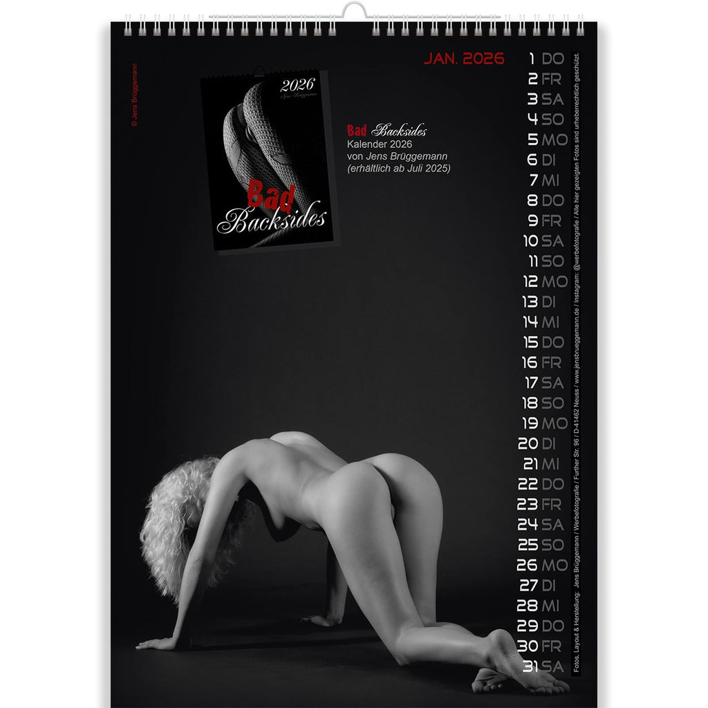 Fully Nude Calendar Bad Backsides Back Cover